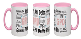Gamma Phi Delta Mug - Pink Interior & Handle